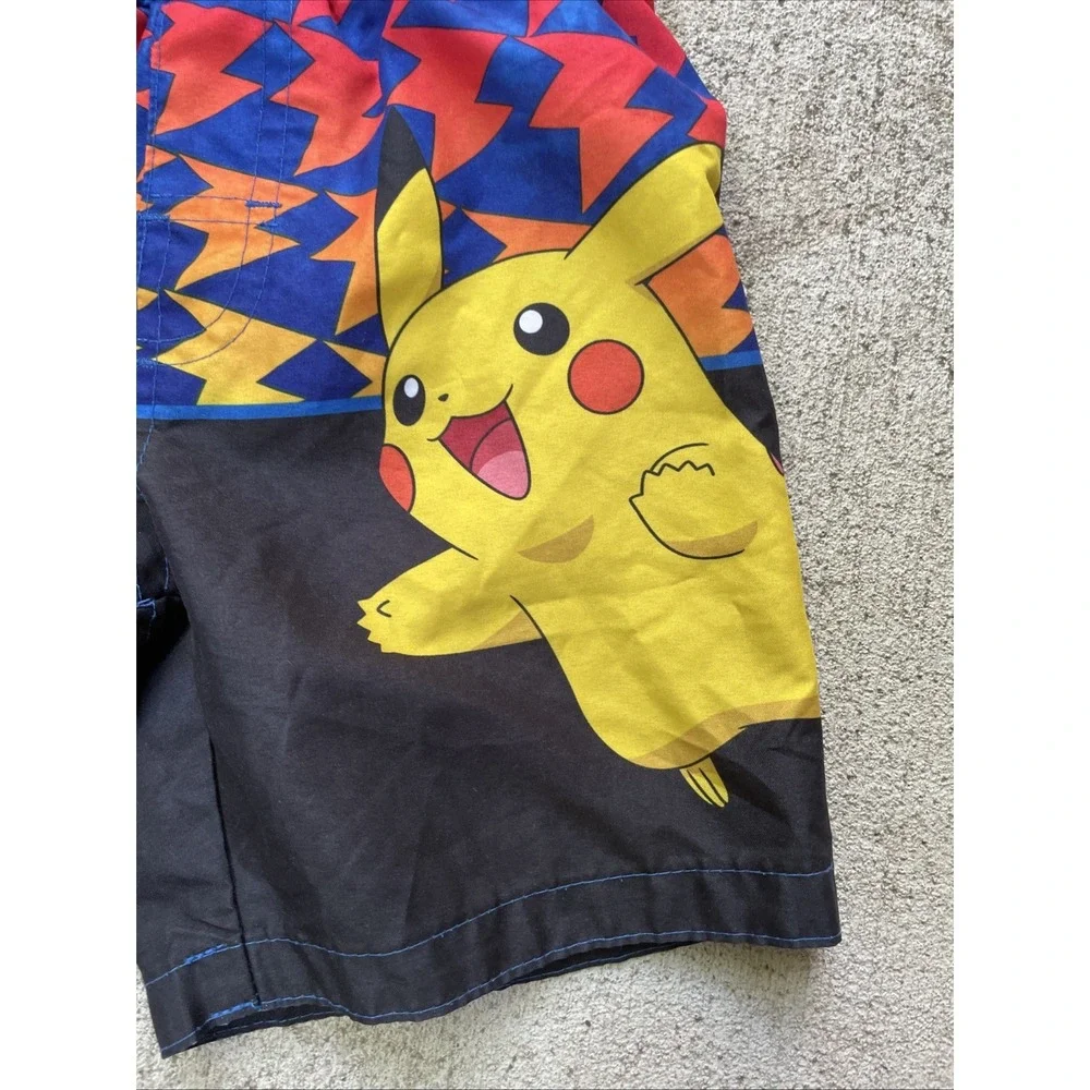 Vintage Pokemon Swim Trunks Youth XS Pikachu Multicolor Elastic Waist Swim Short